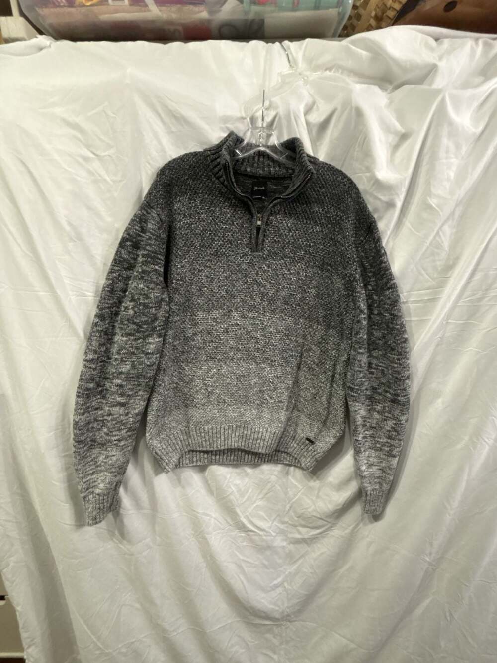 JB Holt Men's Grey Ombre Marled Cotton Quarter Zip Sweater XL